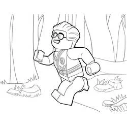 Coloriage Lego Ninjago minifigurine courant dans la forêt