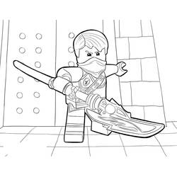 Coloriage Jay en position de combat avec son épée
