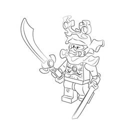 Coloriage Guerrier de Pierre de Lego Ninjago tenant deux épées