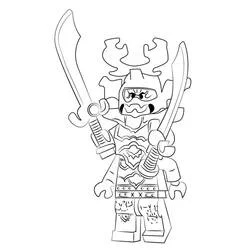 Coloriage Kozu brandissant deux épées de Lego Ninjago