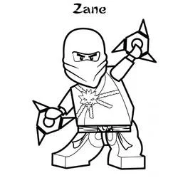 Coloriage Zane brandissant deux shurikens en position de combat