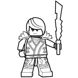 Coloriage Lego Ninjago tenant une épée dentelée