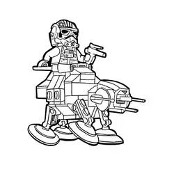 Coloriage LEGO Star Wars pilote avec un marcheur AT-AT