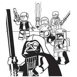 Coloriage LEGO Star Wars groupe de figurines avec Dark Vador