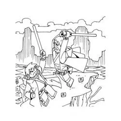 Coloriage LEGO Star Wars duel au sabre laser sur une falaise