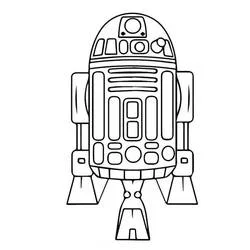 Coloriage R2-D2 de face, œil capteur et panneaux rectangulaires