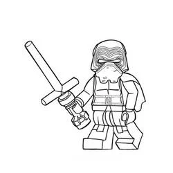 Coloriage LEGO Kylo Ren tenant son sabre laser