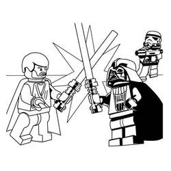 Coloriage LEGO Star Wars duel au sabre laser