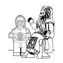 Coloriage LEGO Star Wars C-3PO, R2-D2 et Chewbacca