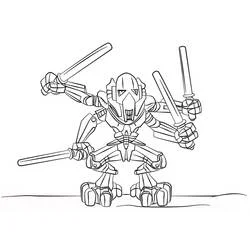 Coloriage LEGO Star Wars Général Grievous avec quatre sabres laser