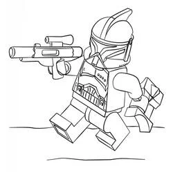 Coloriage LEGO Star Wars clone trooper en action