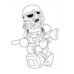 Coloriage LEGO Star Wars Stormtrooper agenouillé avec son blaster