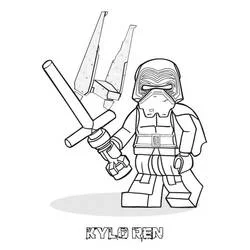 Coloriage LEGO Star Wars Kylo Ren avec son sabre laser