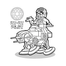 Coloriage LEGO Star Wars AT-AT Pilot avec son marcheur
