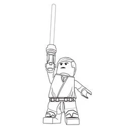 Coloriage Lego Star Wars Luke Skywalker levant son sabre laser