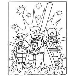 Coloriage LEGO Star Wars trio de Jedi avec sabres laser