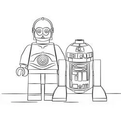 Coloriage LEGO Star Wars C-3PO et R2-D2 côte à côte