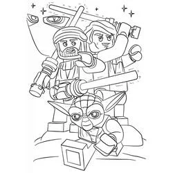 Coloriage LEGO Star Wars personnages jedi avec sabres laser