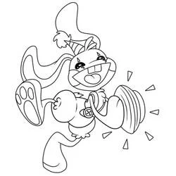 Coloriage Bunzo Bunny souriant avec les pattes levées Coloriage Bunzo Bunny souriant avec les pattes levées