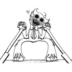 Coloriage Huggy Wuggy avec de longs bras et un cœur Coloriage Huggy Wuggy avec de longs bras et un cœur