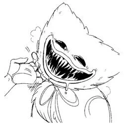 Coloriage Huggy Wuggy qui rit avec une large bouche pleine de dents Coloriage Huggy Wuggy qui rit avec une large bouche pleine de dents