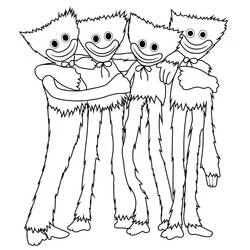 Coloriage Huggy Wuggy en groupe se faisant un câlin Coloriage Huggy Wuggy en groupe se faisant un câlin