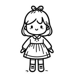 Coloriage Poupée debout en robe