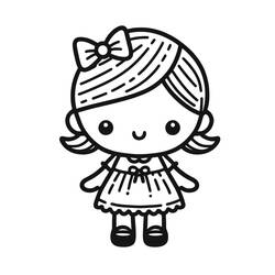 Coloriage Poupée au ruban et à la robe