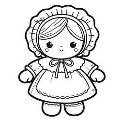 Coloriage Poupée en robe et bonnet à froufrous
