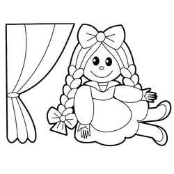 Coloriage Poupée aux nattes et gros nœud