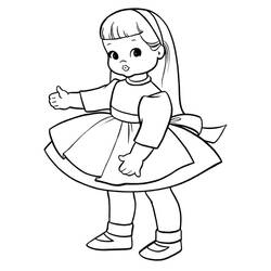 Coloriage Poupée en robe plissée
