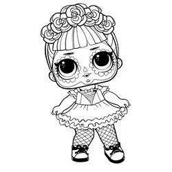 Coloriage Poupeé LOL Bebe Bonita avec couronne de fleurs