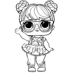 Coloriage Poupeé LOL avec grandes lunettes et chignons torsadés