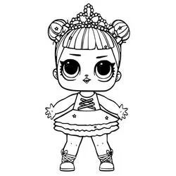 Coloriage Poupeé LOL portant une tiare et une tenue de ballerine