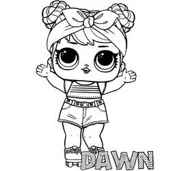 Coloriage Poupeé LOL Dawn debout les bras levés