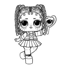 Coloriage Poupeé LOL tenant un miroir en forme de coeur
