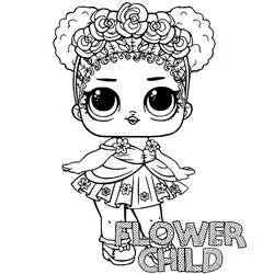 Coloriage Poupée LOL Flower Child avec couronne de roses