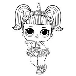 Coloriage Poupeé LOL avec un serre-tête licorne
