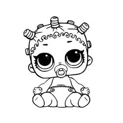 Coloriage Poupeé LOL bébé avec bigoudis et tétine