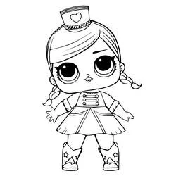 Coloriage Poupeé LOL majorette avec nattes et chapeau cœur