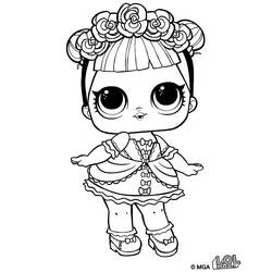 Coloriage Poupeé LOL avec couronne de fleurs