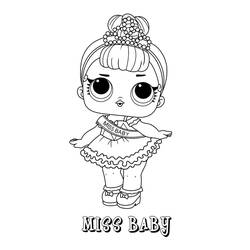 Coloriage Poupeé LOL Miss Baby avec tiare et écharpe