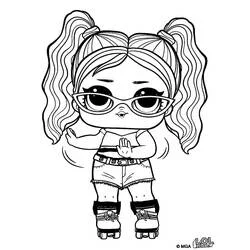 Coloriage Poupeé LOL en patins à roulettes avec couettes