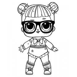 Coloriage Poupée LOL avec lunettes et couettes