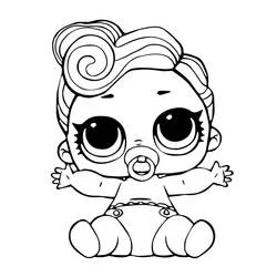 Coloriage Poupeé LOL bébé aux cheveux enroulés et à la tétine