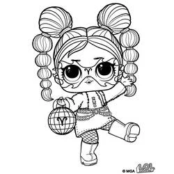 Coloriage Poupeé LOL Tough QT posant avec un sac globe