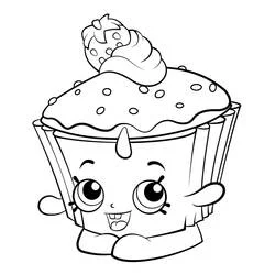 Coloriage Cupcake Chic souriant avec une cerise sur le dessus