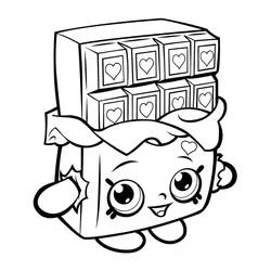 Coloriage Cheeky Chocolate souriant avec ses carrés en forme de cœur