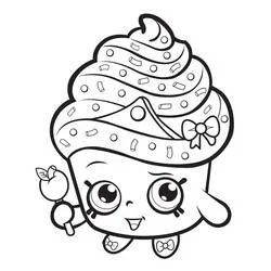 Coloriage Cupcake Queen avec un noeud et des sucreries