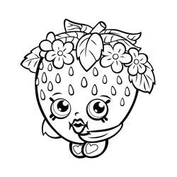 Coloriage Strawberry Kiss entourée de fleurs et de feuilles